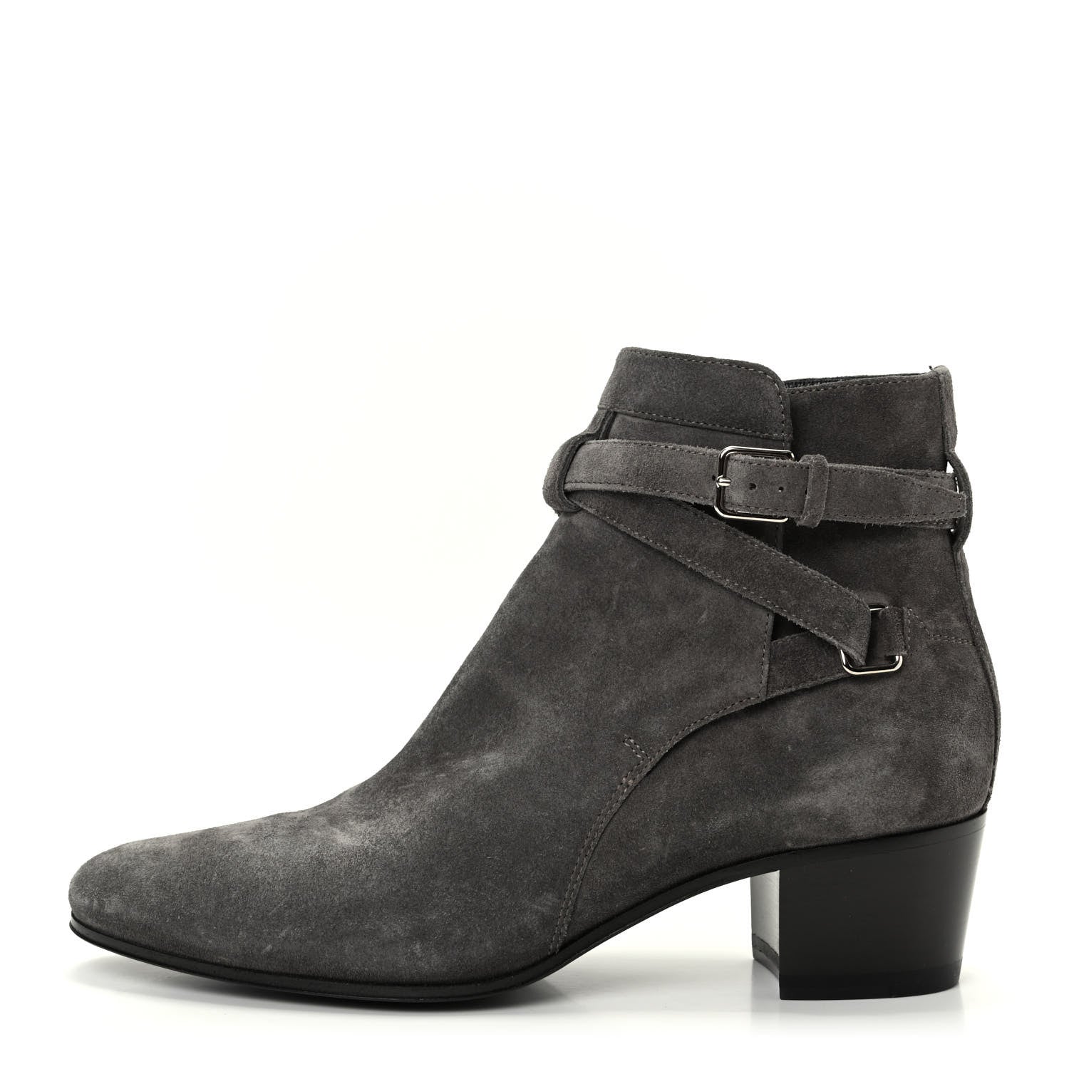 Saint Laurent Suede Womens Blake Ankle Boots 37 Grey 1 of 10