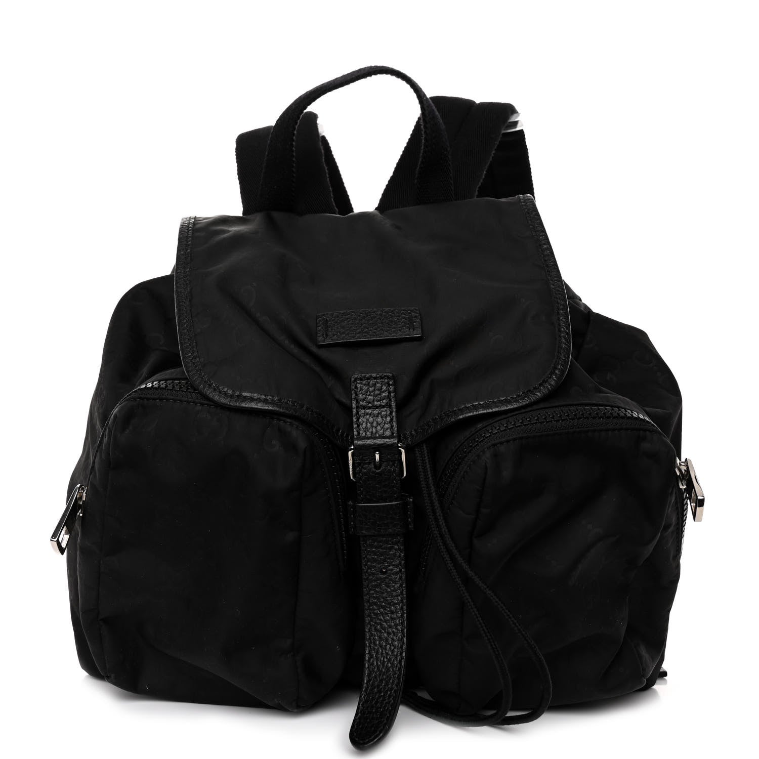 Gucci Nylon Monogram Medium Light Single Buckle Backpack Black 1 of 10