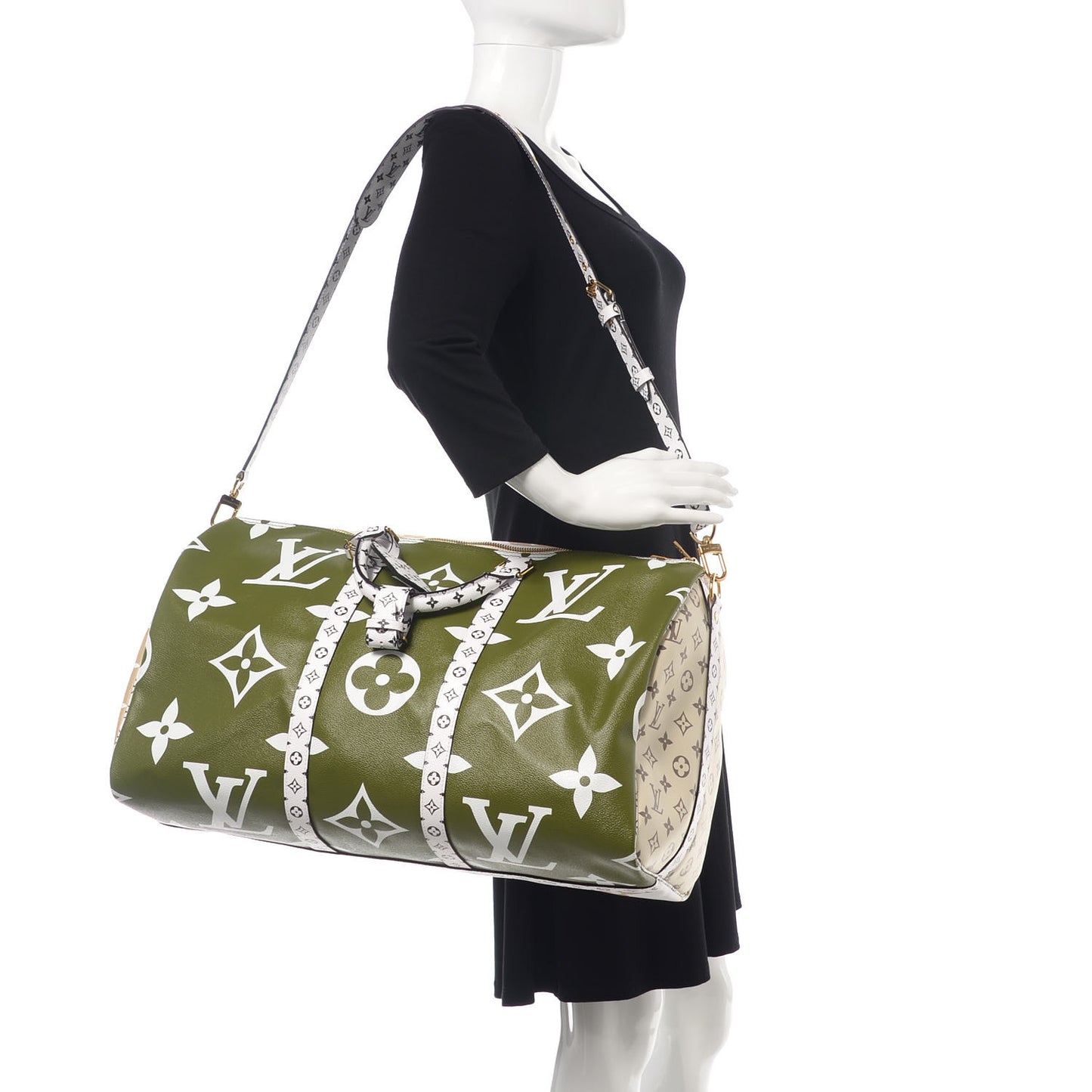 Monogram Giant Keepall Bandouliere 50 Kaki Beige