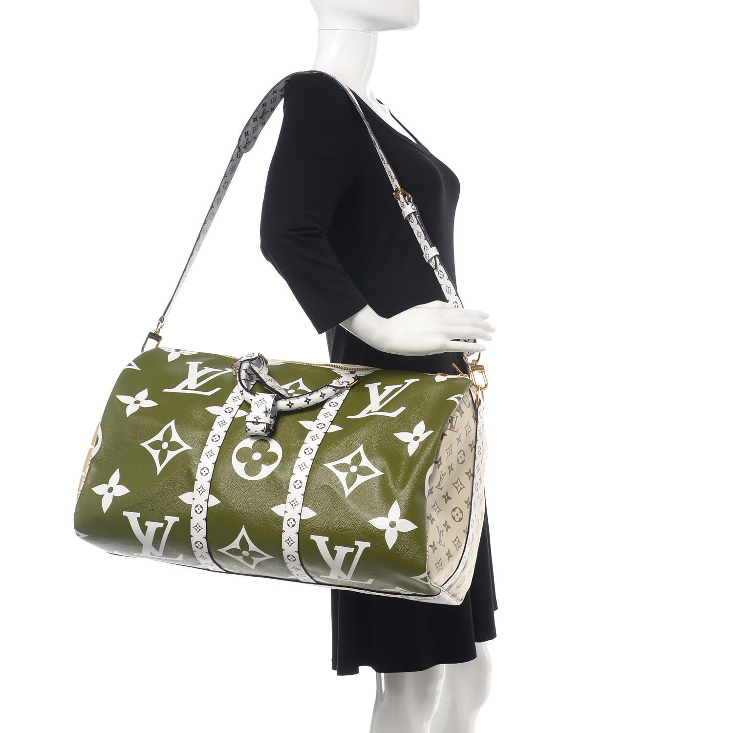 Louis Vuitton Monogram Giant Keepall Bandouliere 50 Kaki Beige 3 of 9
