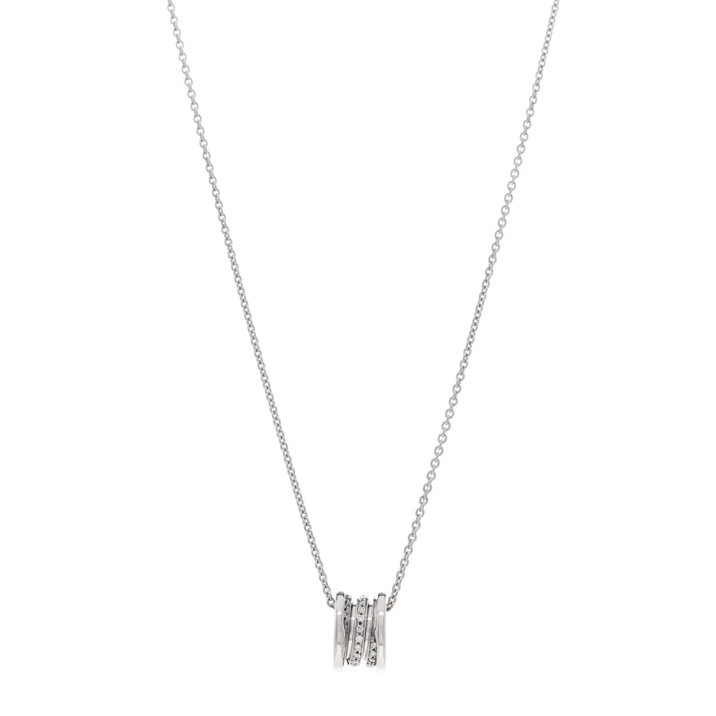 18K White Gold Diamond B.Zero1 Pave Pendant Necklace