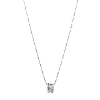 Bulgari 18K White Gold Diamond B.Zero1 Pave Pendant Necklace 1 of 5