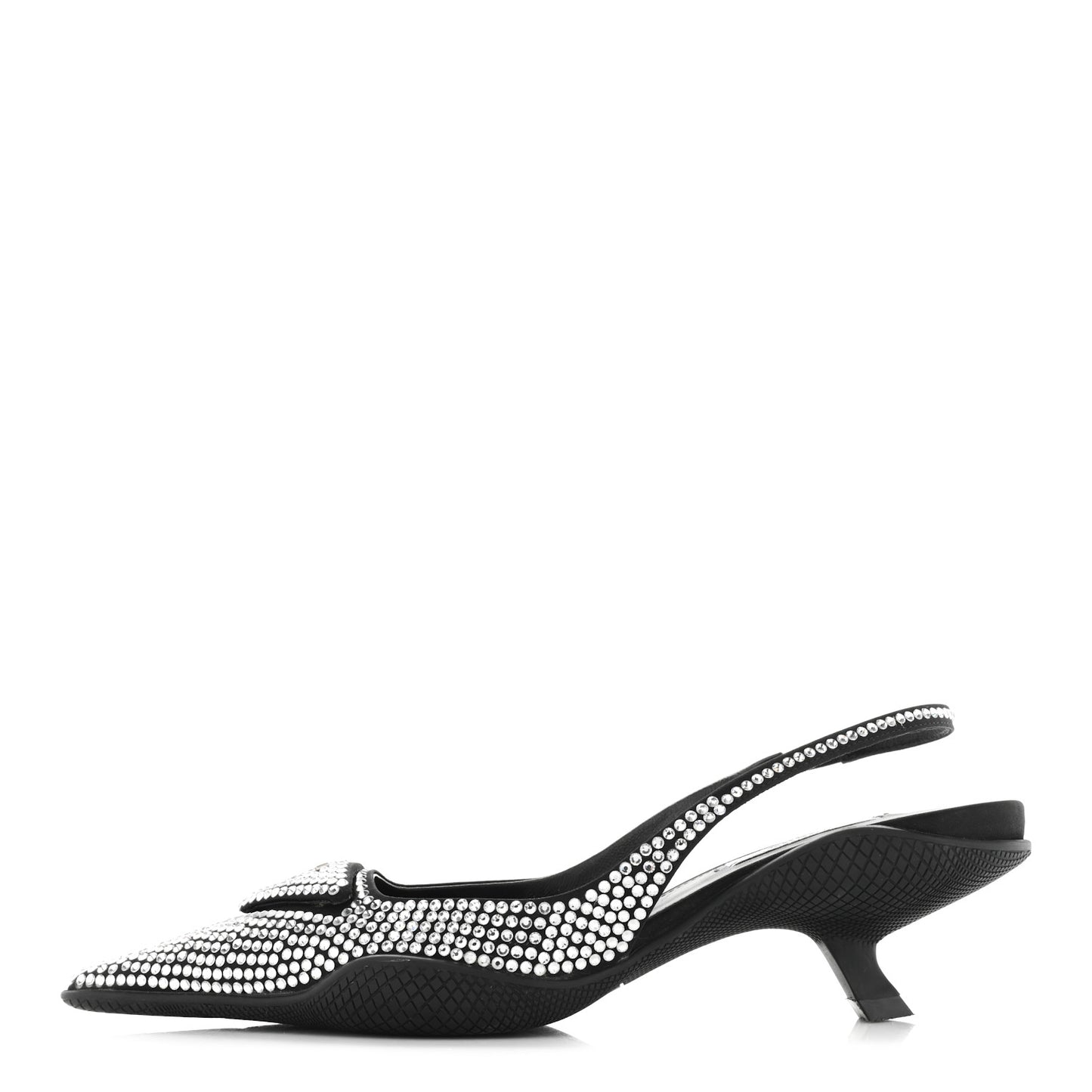 Satin Crystal Logo 45mm Slingback Pumps 37 Cristal