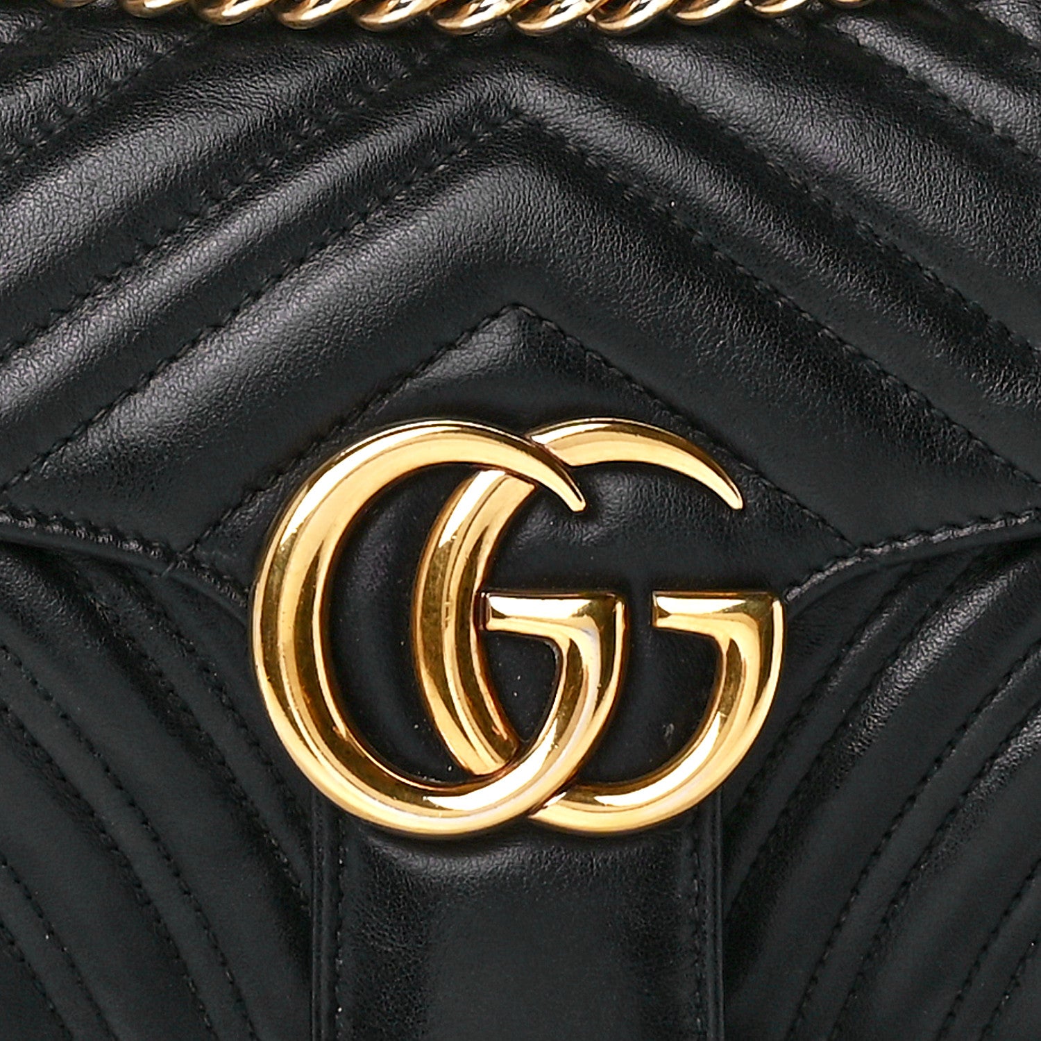 Gucci Calfskin Matelasse Small GG Marmont Shoulder Bag Black 9 of 13