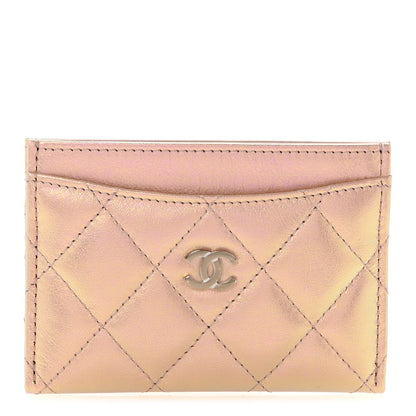Chanel Iridescent Calfskin Quilted Card Holder Pink 1 of 9