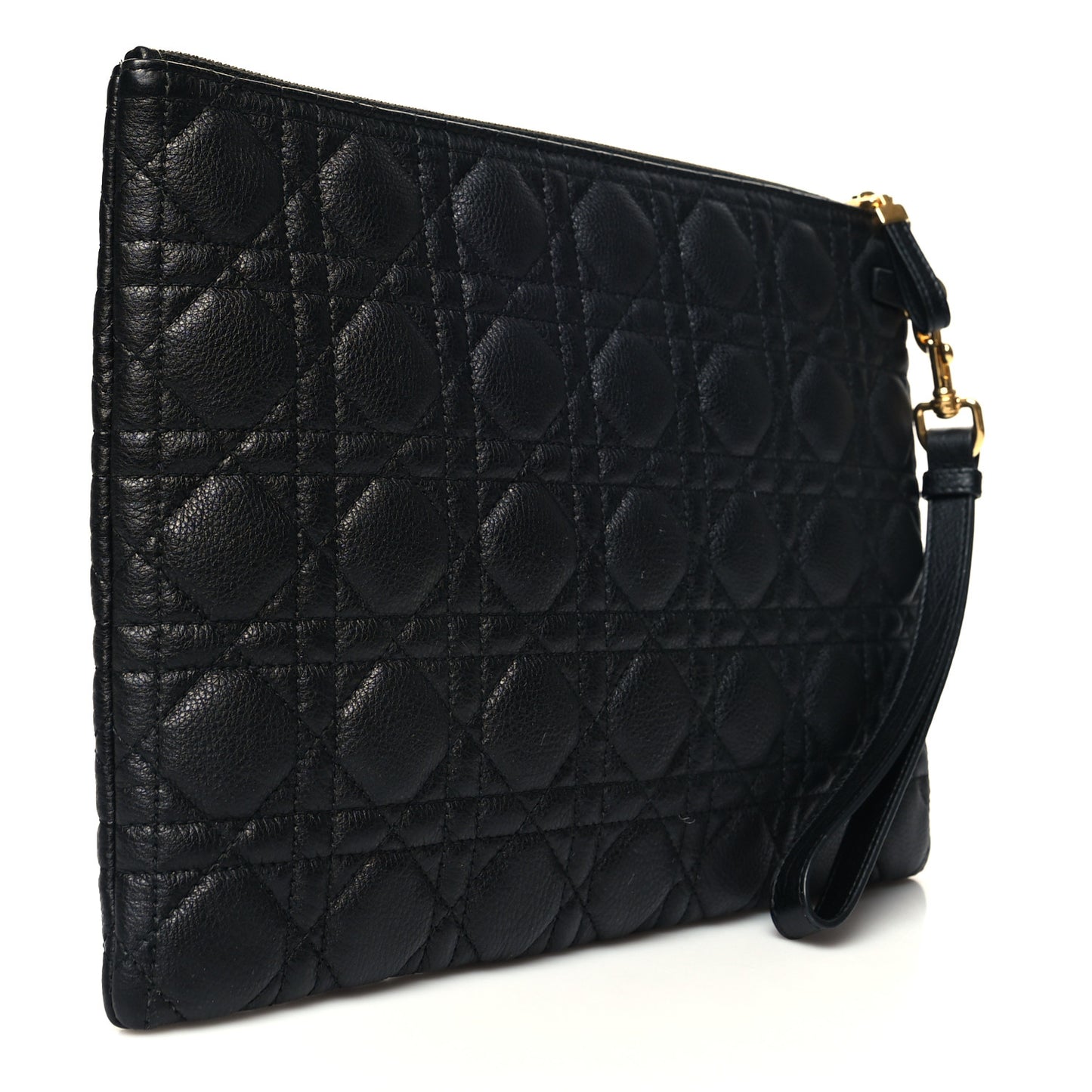 Supple Calfskin Cannage Large Caro Daily Pouch Black