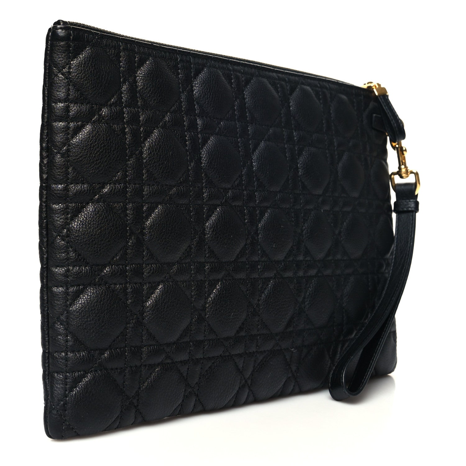 Christian Dior Supple Calfskin Cannage Large Caro Daily Pouch Black 3 of 10