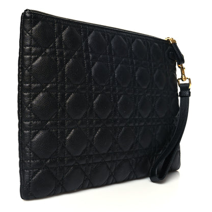 Christian Dior Supple Calfskin Cannage Large Caro Daily Pouch Black 3 of 10