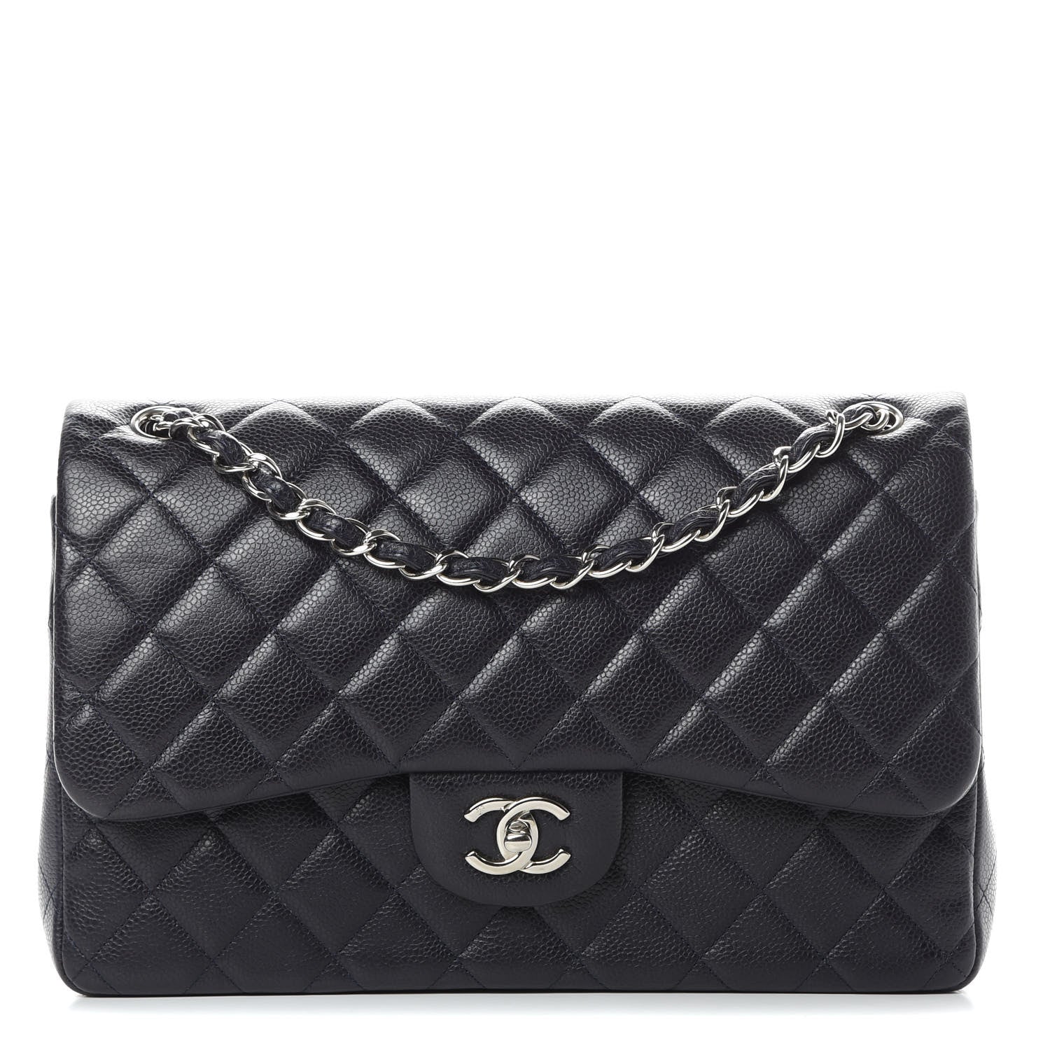 Chanel Caviar Quilted Jumbo Double Flap Navy Blue 1 of 12