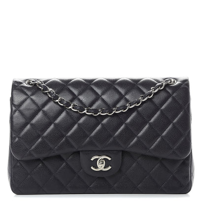 Chanel Caviar Quilted Jumbo Double Flap Navy Blue 1 of 12