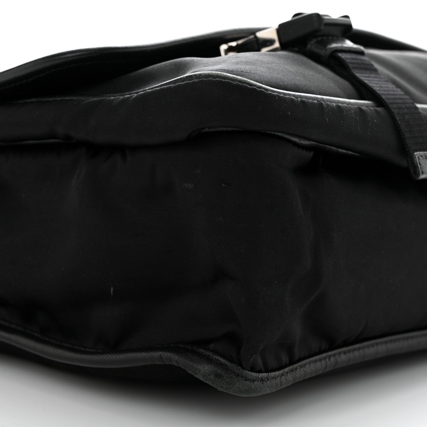Prada Tessuto Nylon Saffiano Logo Messenger Bag Black 10 of 13