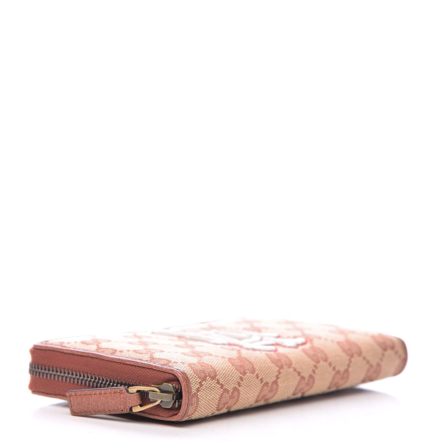 X MLB GG Monogram LA Dodgers Zip Around Wallet Beige Ruggine Ivory