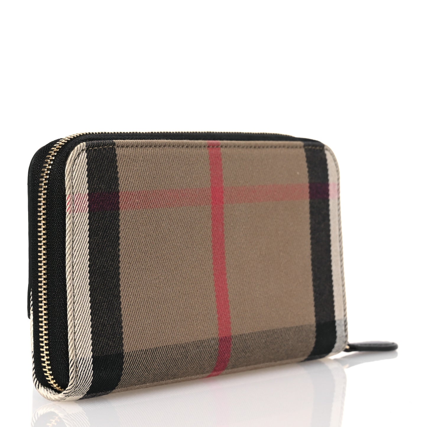 Calfskin Haymarket Check Elmore Zip Around Wallet Black