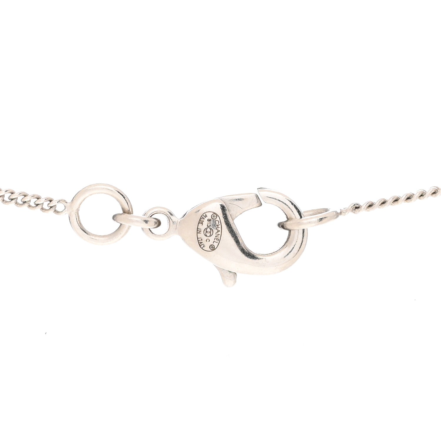 Chanel Baguette Crystal CC Necklace Silver 5 of 6