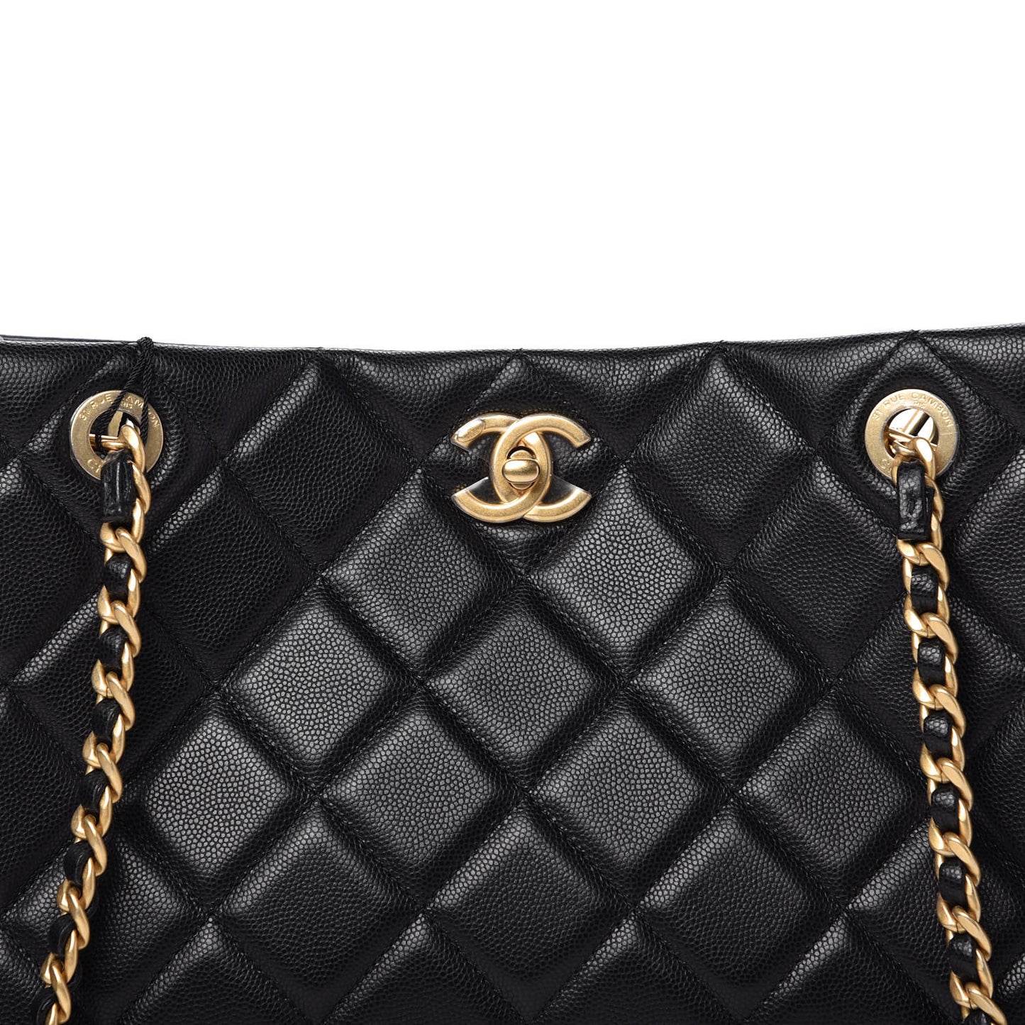 Caviar Quilted Sweet Classic Shopping Tote Black