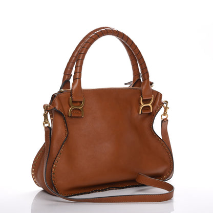Chloe Calfskin Studded Medium Marcie Satchel Caramel 4 of 8