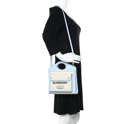 Burberry Canvas Smooth Calfskin Two Tone Mini Pocket Bag Natural Pale Blue 2 of 10