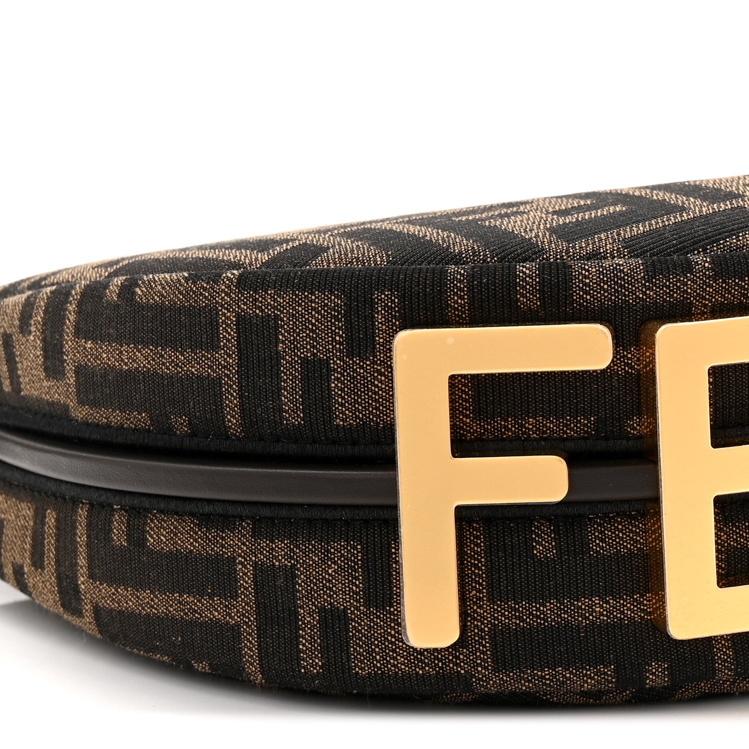 Fendi Denim Jacquard FF Effect Vitello Grace Mini Fendigraphy Hobo Bag Tobacco Moro Ebano 9 of 10