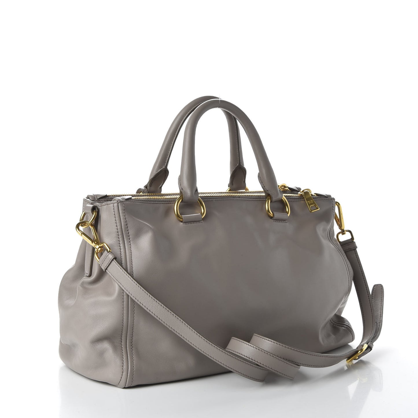 Soft Calfskin Double Zip Shoulder Bag Pomice