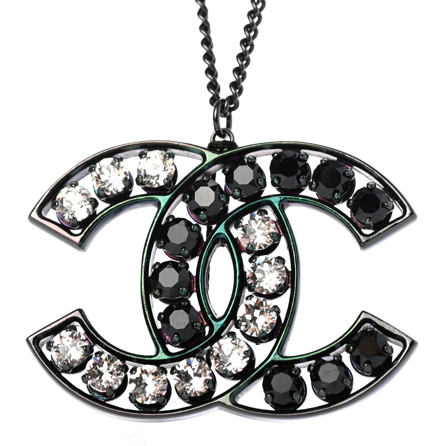 Ruthenium Crystal CC Necklace Black
