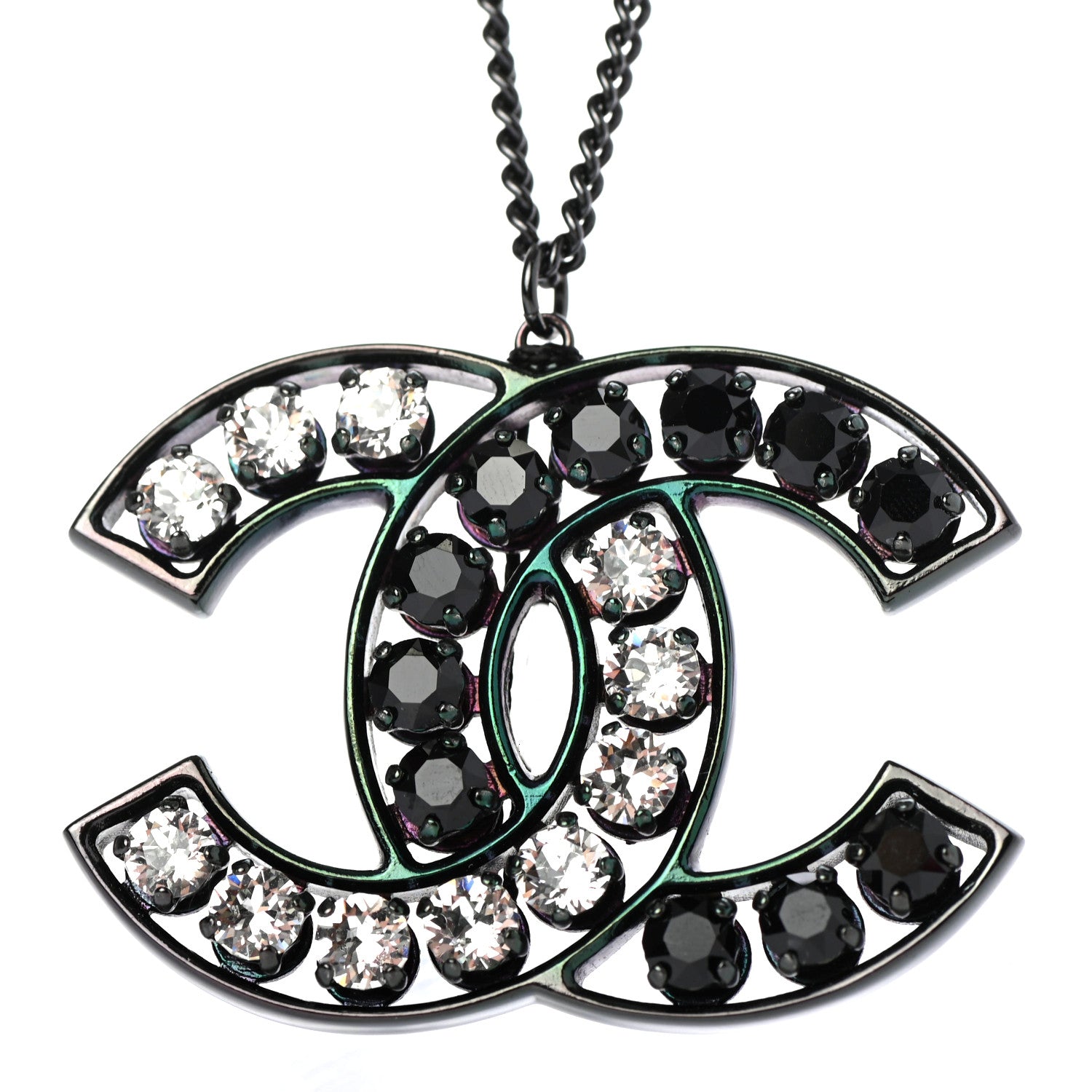 Chanel Ruthenium Crystal CC Necklace Black 3 of 4