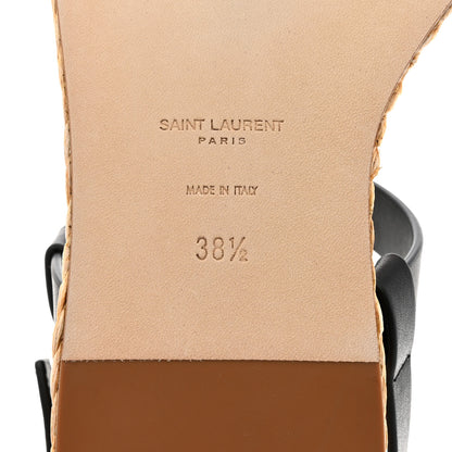 Saint Laurent Calfskin Raffia Cassandra Monogram Sandals 38.5 Maine Light Bronze Black 8 of 9