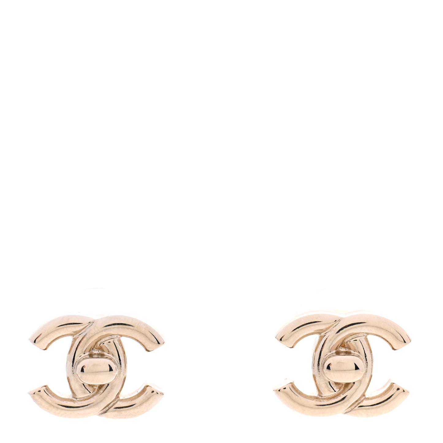 Metal CC Turnlock Earrings Gold