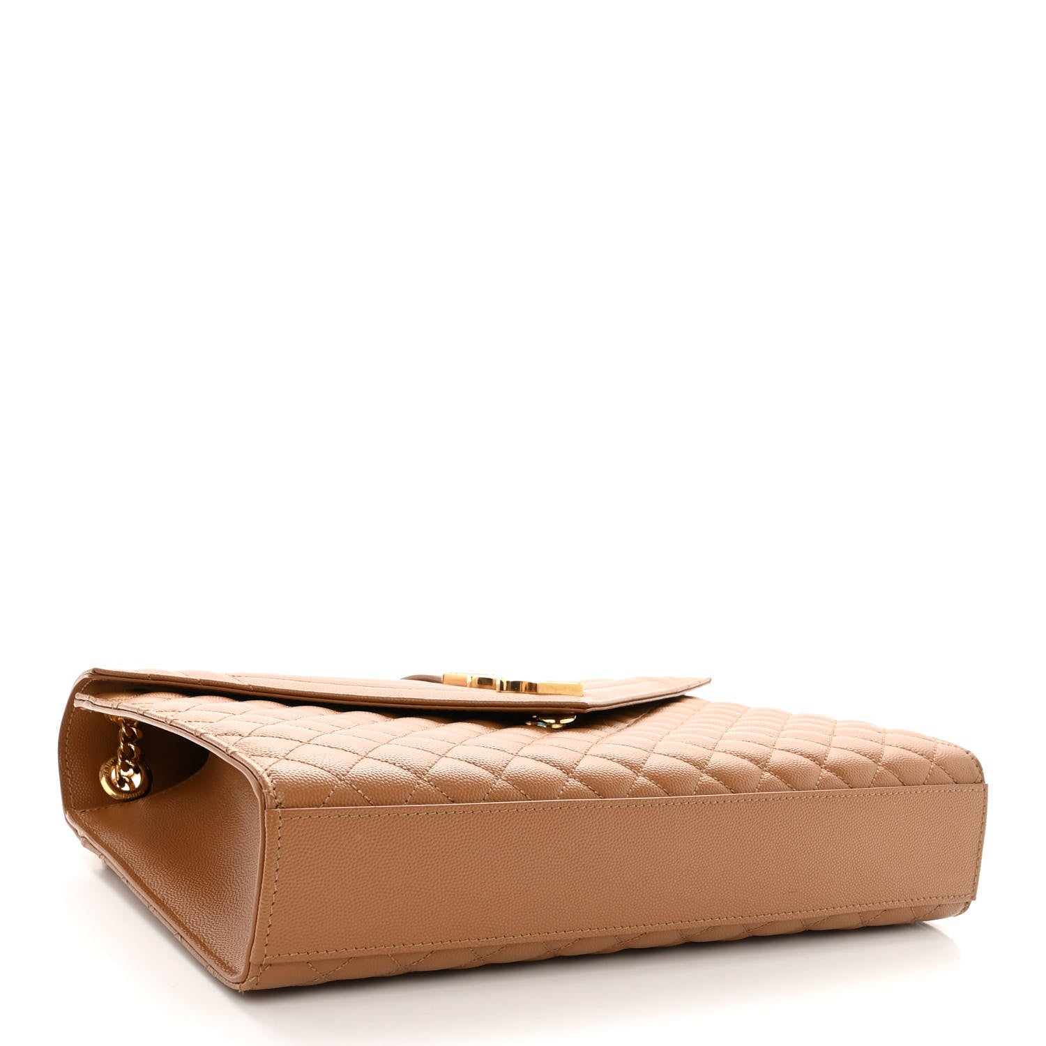 Saint Laurent Grain De Poudre Textured Mixed Matelasse Triquilt Large Monogram Satchel Naturel 4 of 9