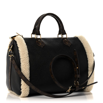 Louis Vuitton Calfskin Monogram Teddy Speedy Bandouliere 30 Black 3 of 9