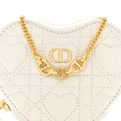 Christian Dior Calfskin Cannage Dioramour Caro Heart Pouch With Chain White 8 of 12