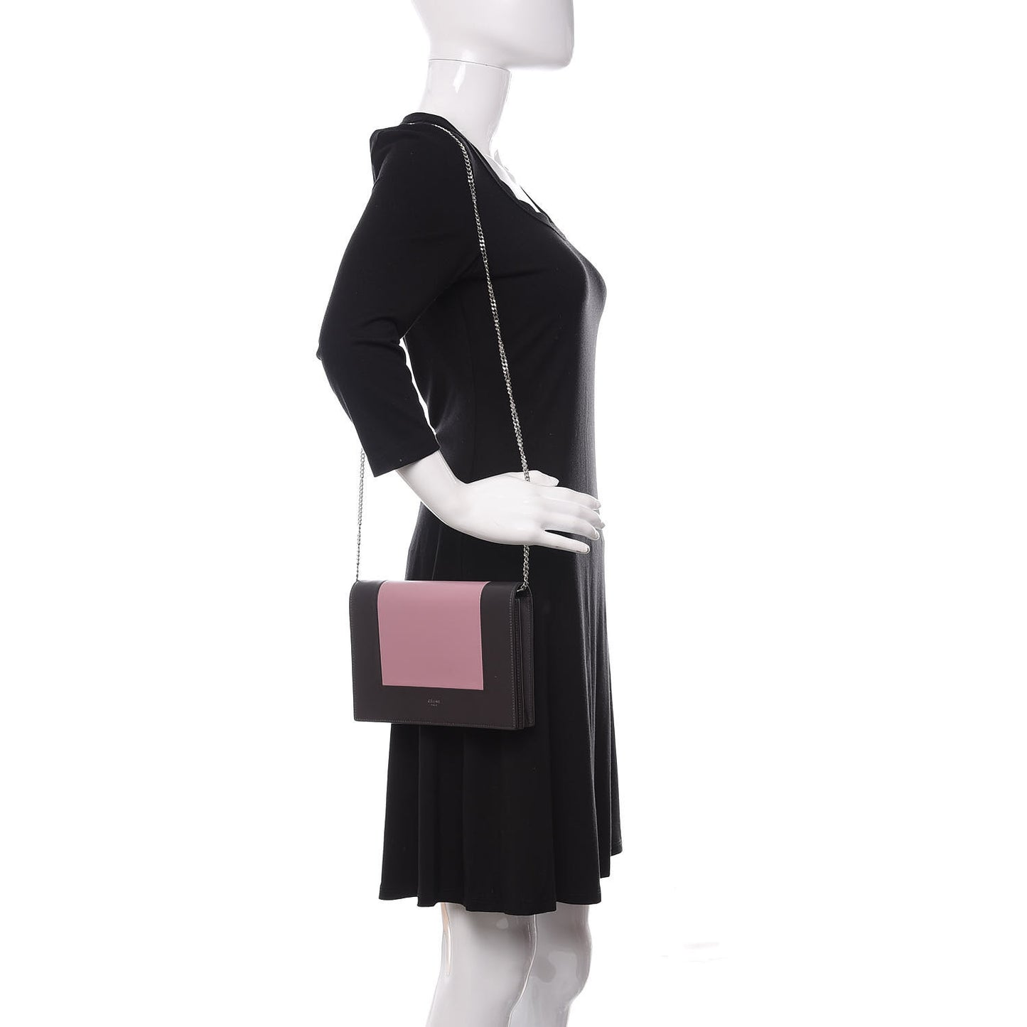 Smooth Lambskin Frame Evening Chain Clutch Liquorice Antique Rose