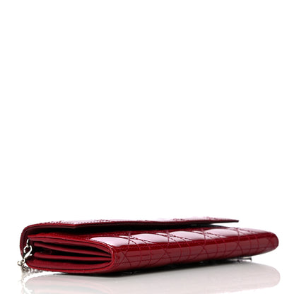 Christian Dior Patent Cannage Rendezvous Chain Wallet Red 4 of 16