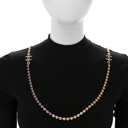 Chanel Crystal CC Long Necklace Gold Multicolor 2 of 7