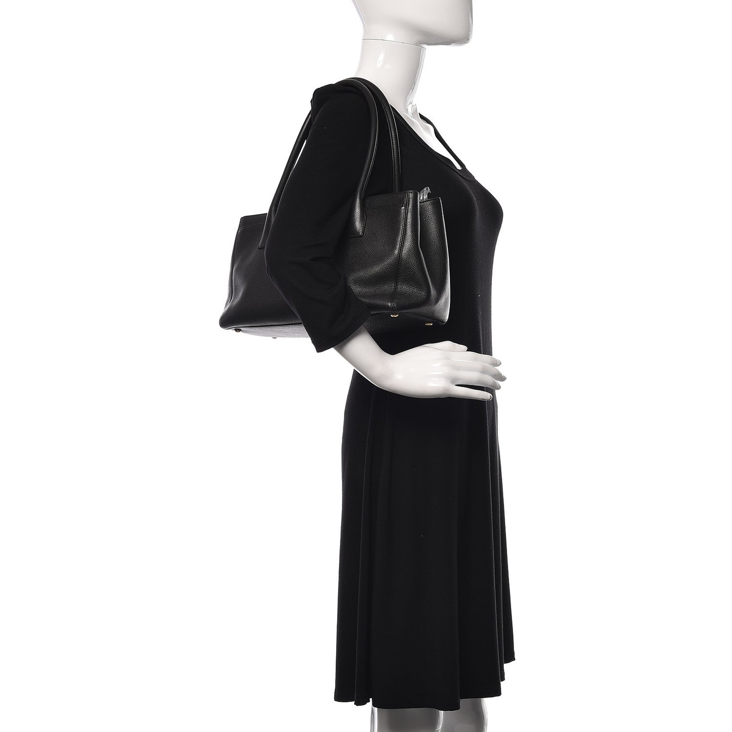 Calfskin Small Cerf Executive Shopper Tote Black