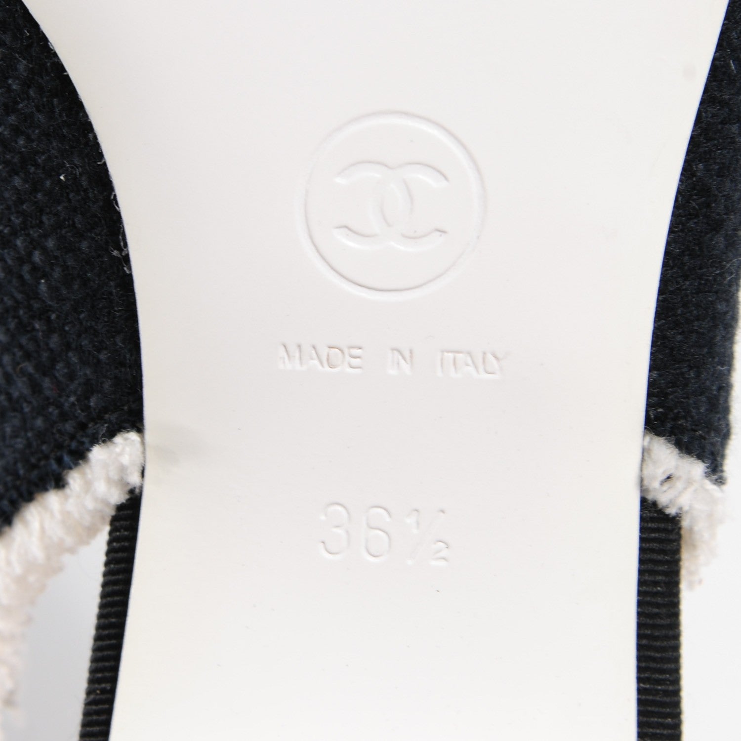 Chanel Canvas Camellia Slingback Flats Black White 36.5 6 of 7
