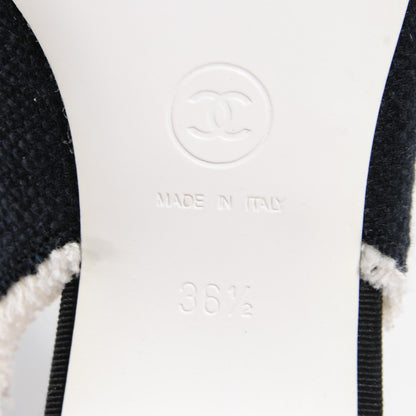 Chanel Canvas Camellia Slingback Flats Black White 36.5 6 of 7