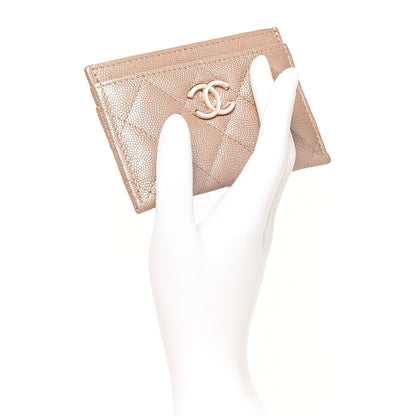 Chanel Iridescent Caviar Quilted Card Holder Beige 2 of 9