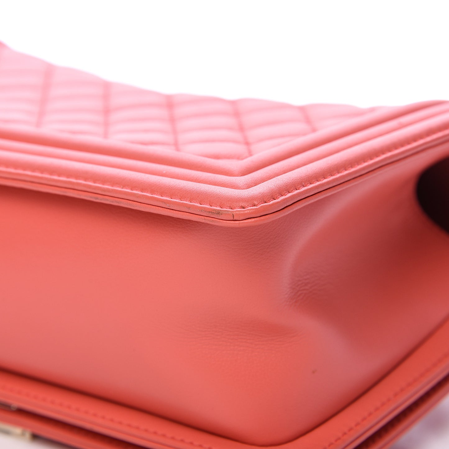 Lambskin Quilted Medium Boy Flap Coral