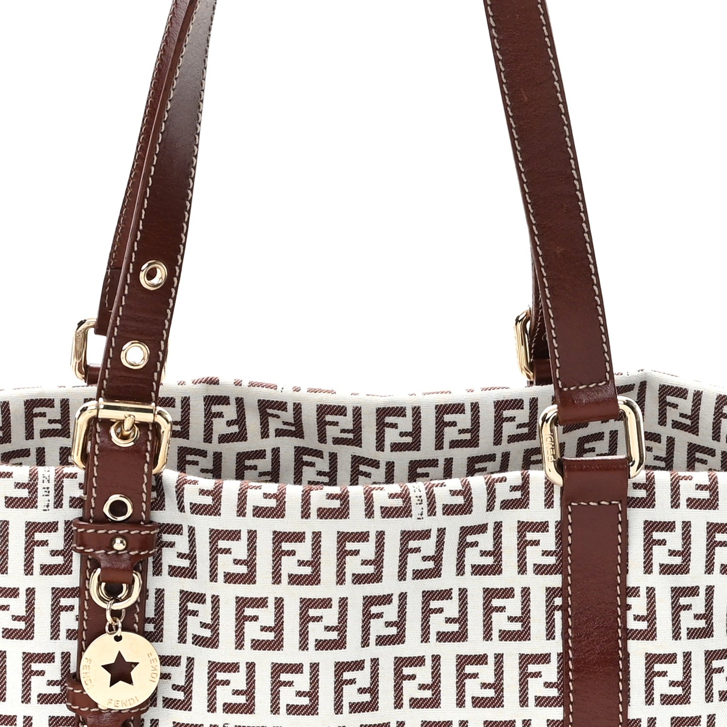 Zucchino Large Charm Shopping Tote White Brown