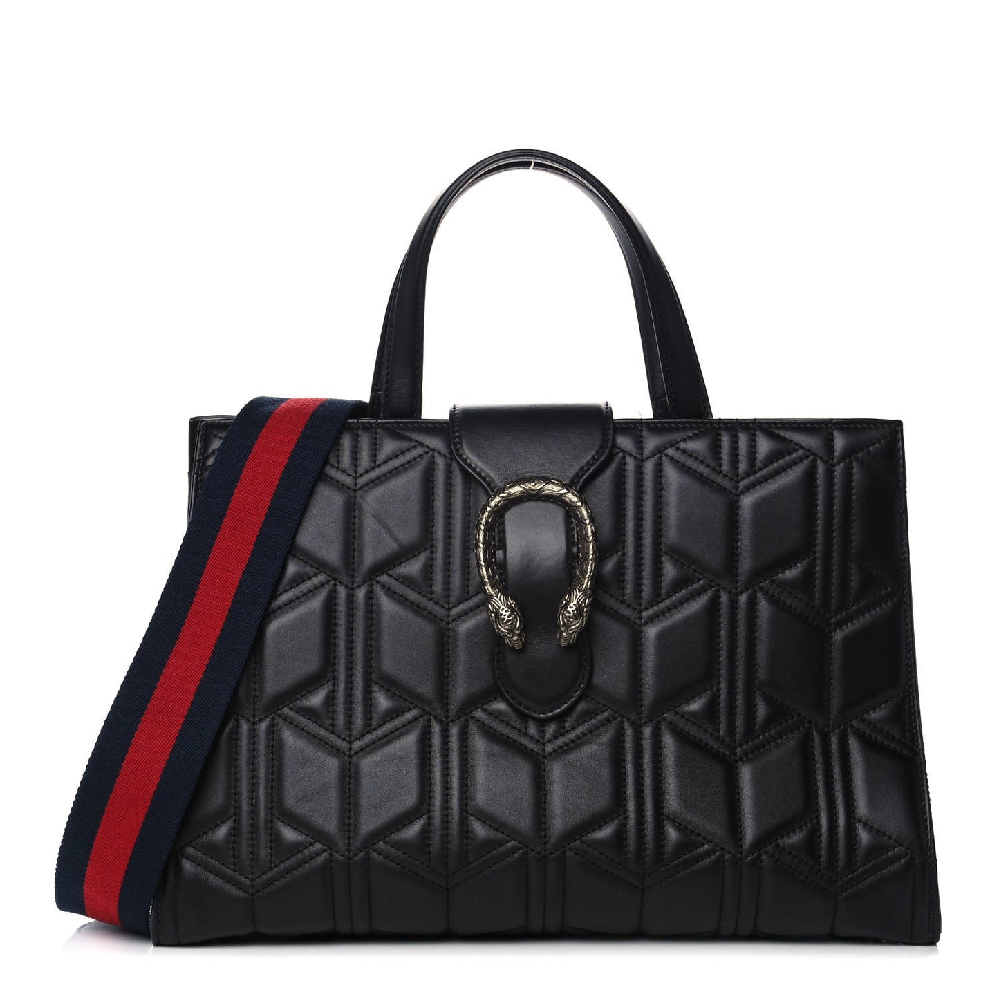 Calfskin Web Quilted Large Dionysus Tote Bag Black