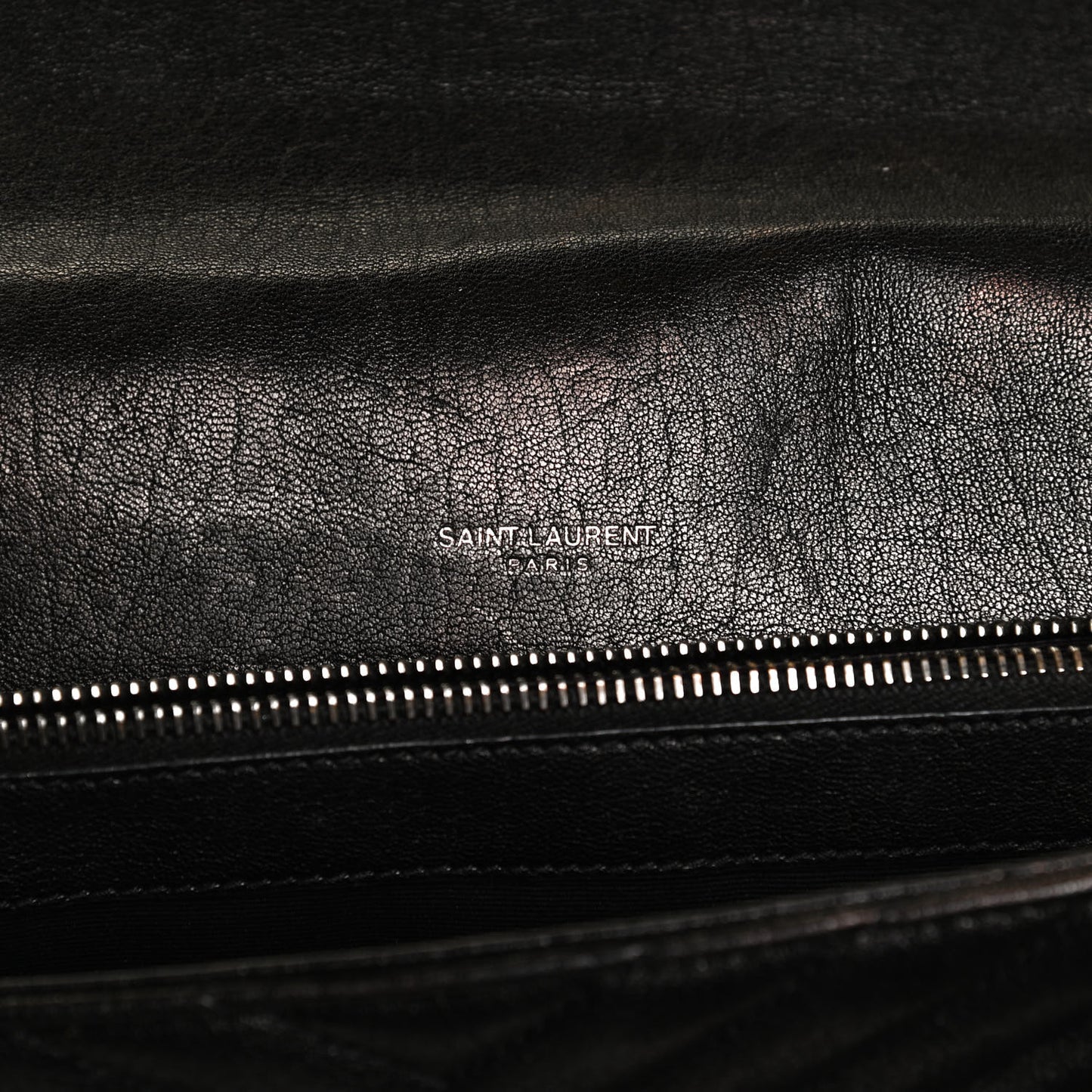 Sheepskin Matelasse Chevron Monogram Large College Satchel Black