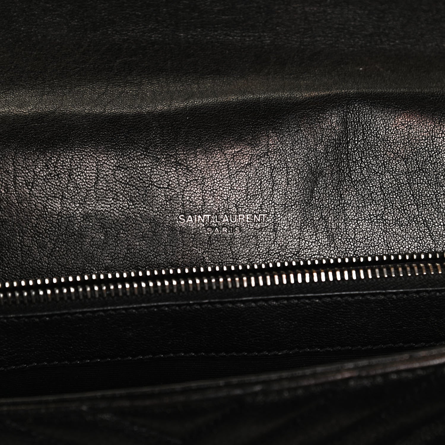Saint Laurent Sheepskin Matelasse Chevron Monogram Large College Satchel Black 7 of 14