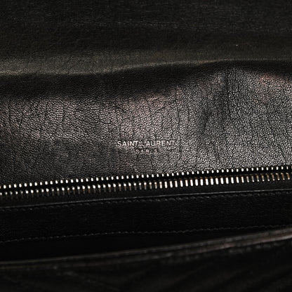 Saint Laurent Sheepskin Matelasse Chevron Monogram Large College Satchel Black 7 of 14