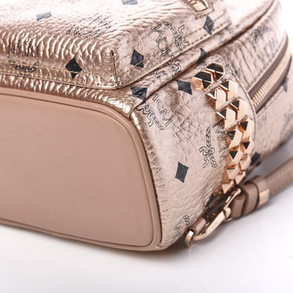 MCM Metallic Visetos Studded X-Mini Bebe Boo Backpack Champagne Gold 9 of 9