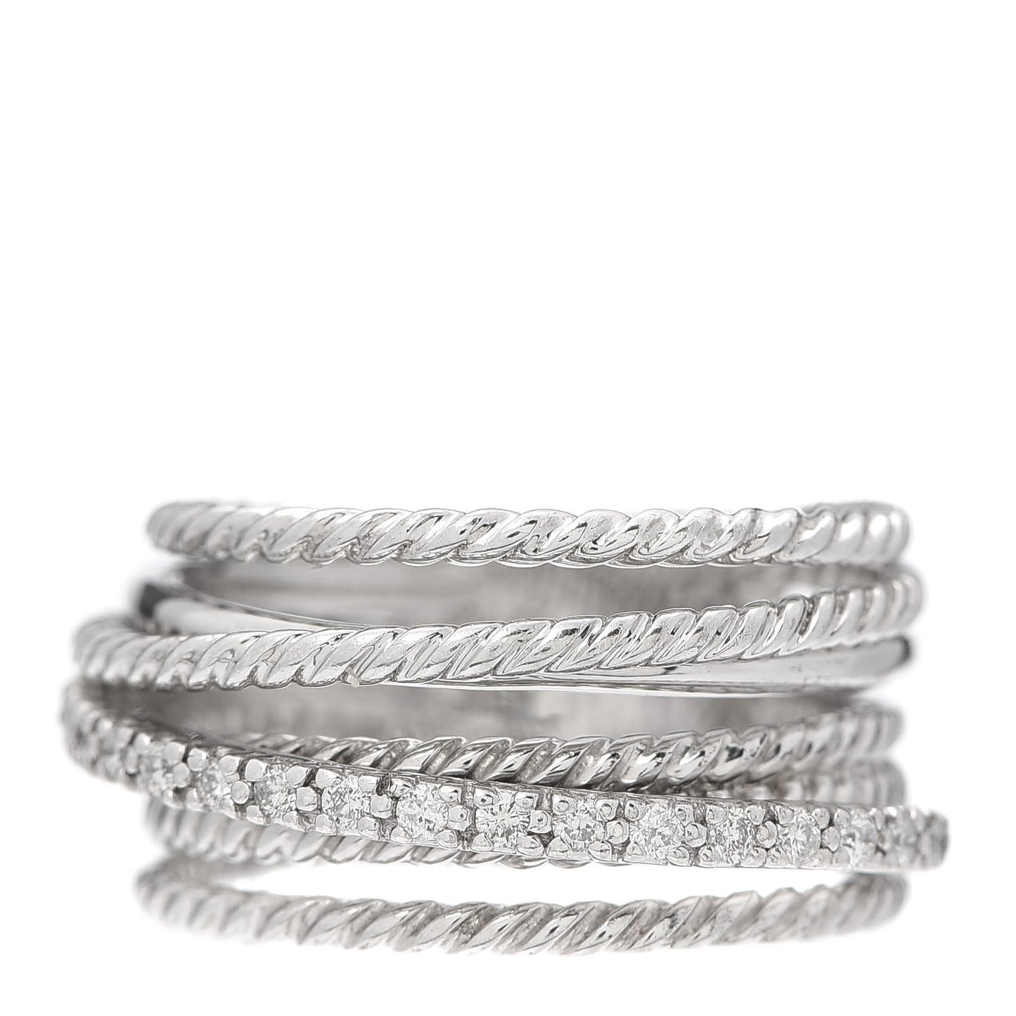 Sterling Silver Diamond 11mm Wide Crossover Cable Ring 52 6