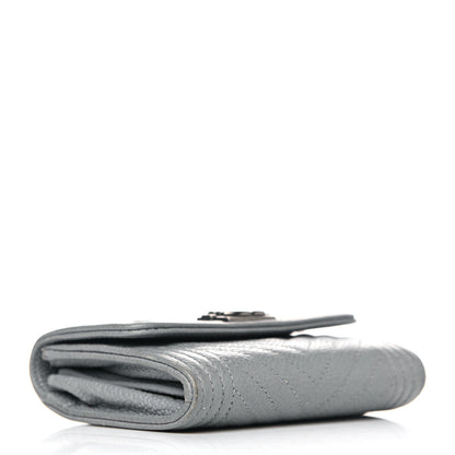 Chanel Caviar Chevron Quilted Boy Flap Card Holder Grey 4 of 10