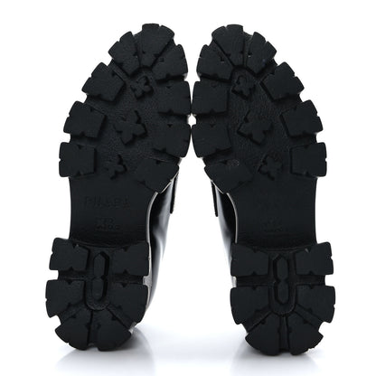 Prada Spazzolato Triangle Logo Monolith Pointy 55mm Loafers 37 Black 6 of 9