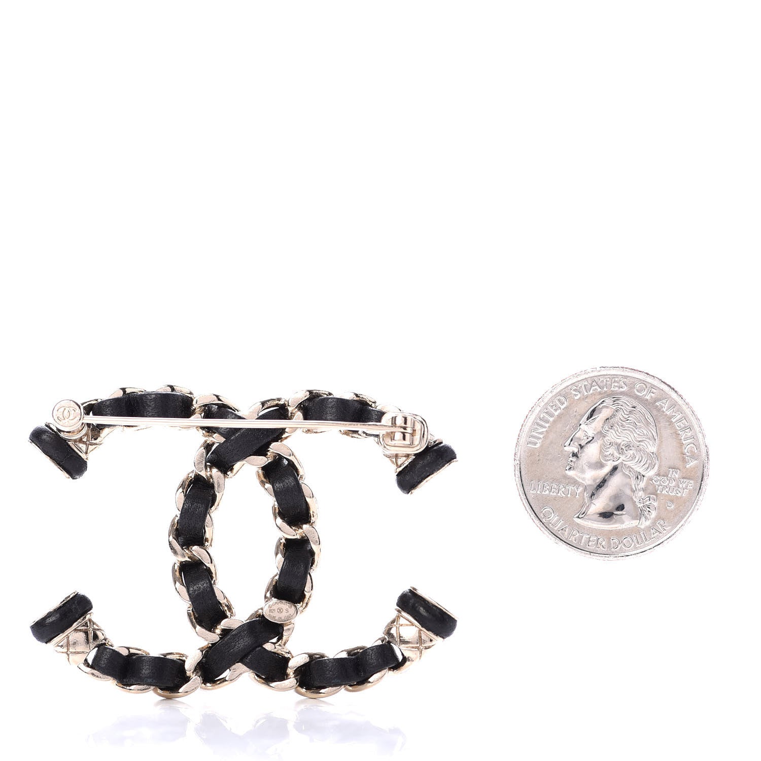 Chanel Lambskin Chain CC Brooch Black Gold 3 of 5