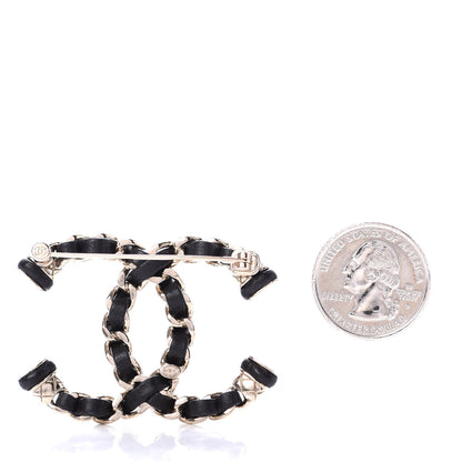 Chanel Lambskin Chain CC Brooch Black Gold 3 of 5