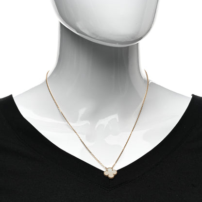 Van Cleef & Arpels 18K Yellow Gold Mother of Pearl Vintage Alhambra Pendant Necklace 2 of 6